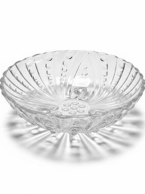Vintage Anchor Hocking Burple Clear Glass Footed Serving Bowl 8.5” Centerpiece